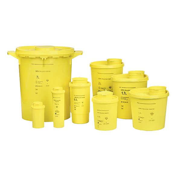 servoprax GmbH Servobox Eco line Kleinmodell 500ml für Kanülen, Deckel u. Box gelb
