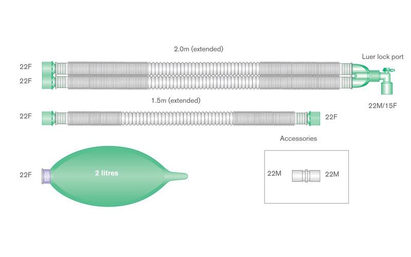 Compact Anästhesie-System, komplett AP 35 m. Zusatzschl. 1,5m + Beutel 2Ltr