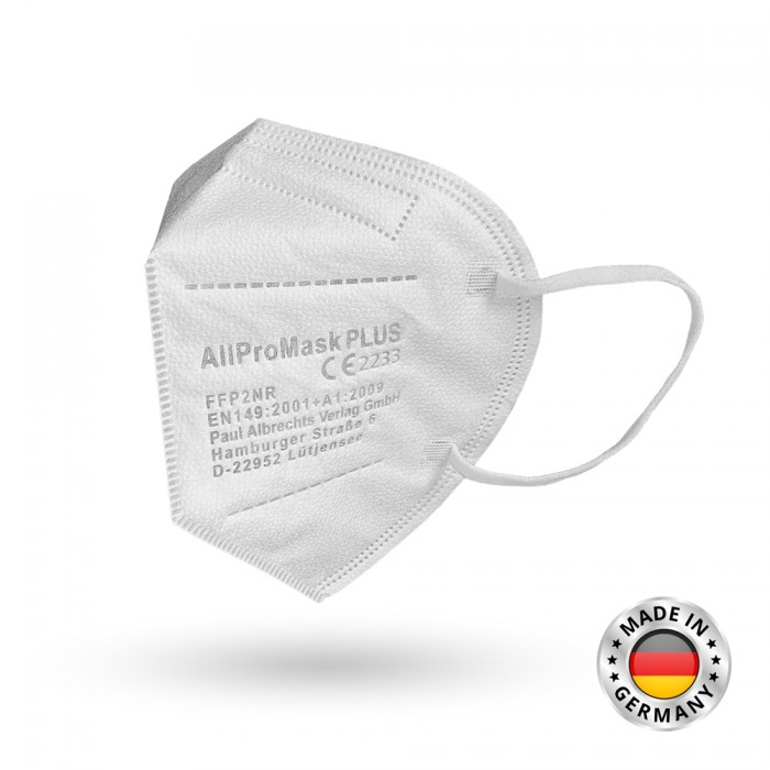 AllProMask PLUS, partikelfiltrierende Halbmaske, FFP2 weiß, Made in Germany, 20er Karton