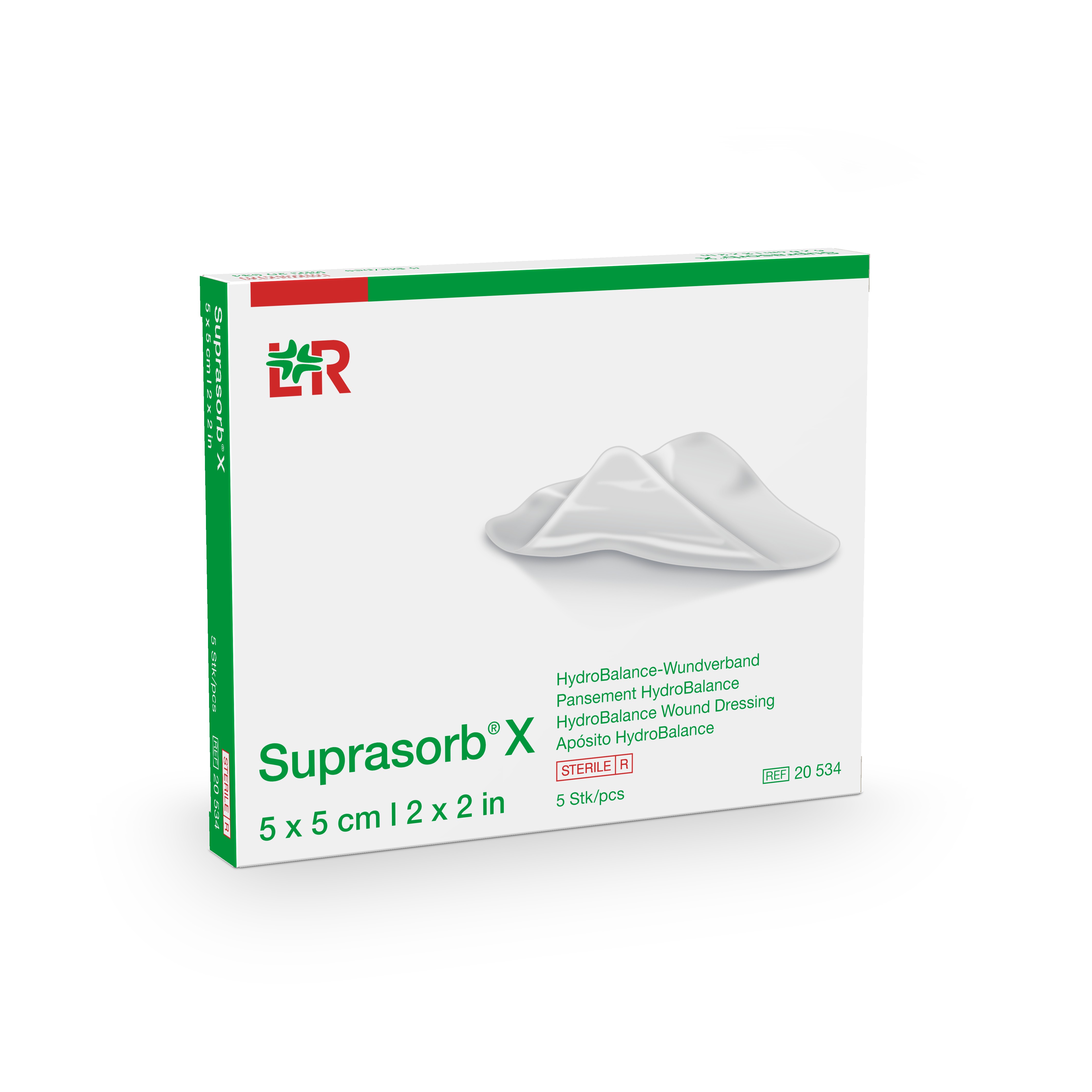 Suprasorb X HydroBalance Kompresse steril, 5x5cm, 5 Stück