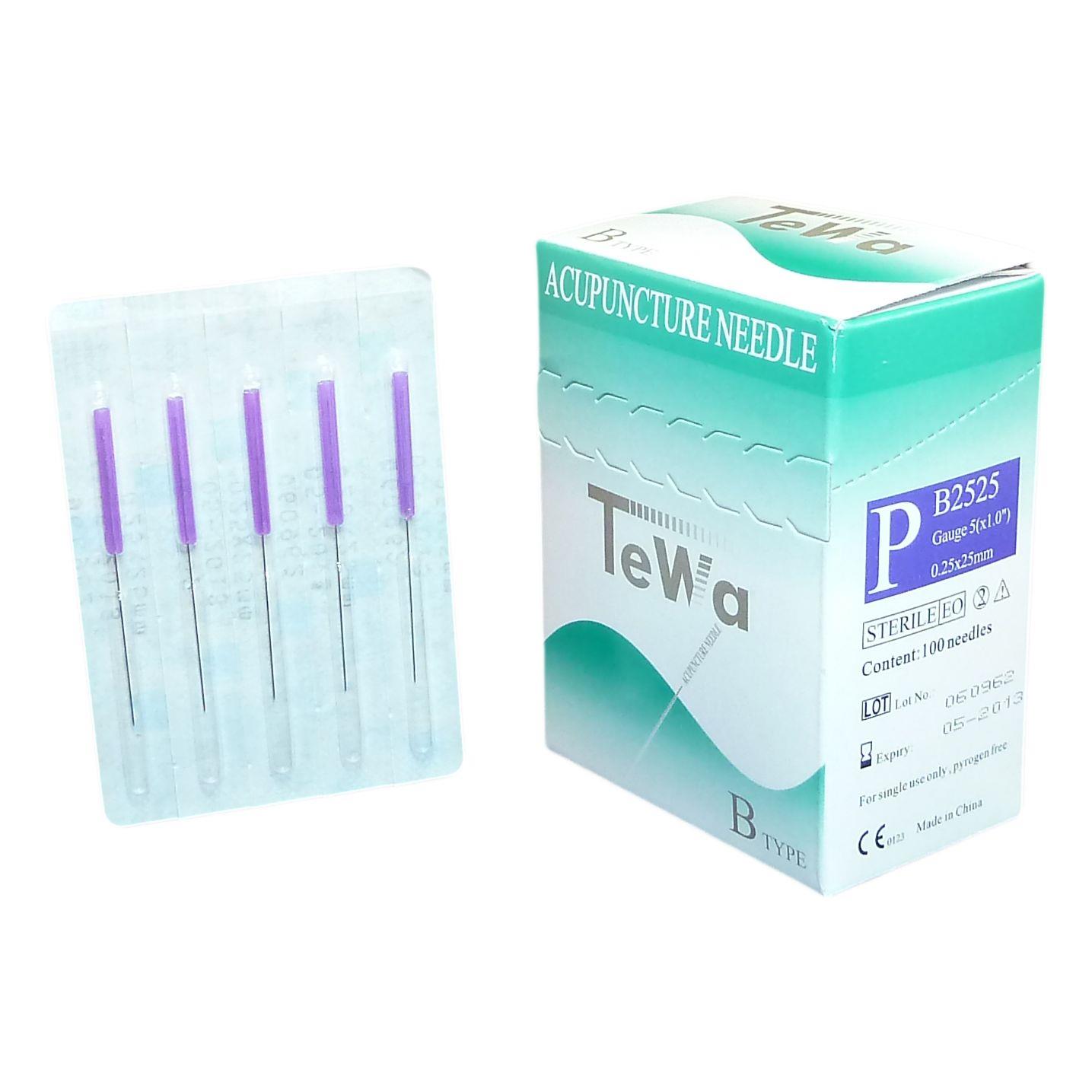 TeWa Akupunkturnadel PB-Type lila AP 100 0,25x40mm m.Kunststoffgriff